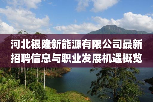 河北银隆新能源有限公司最新招聘信息与职业发展机遇概览