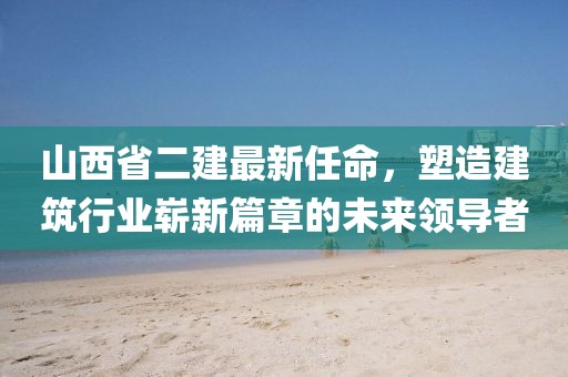 山西省二建最新任命，塑造建筑行业崭新篇章的未来领导者