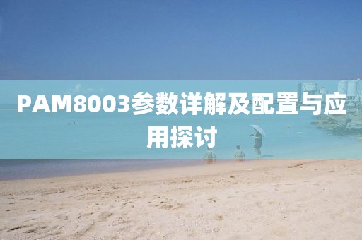 PAM8003参数详解及配置与应用探讨