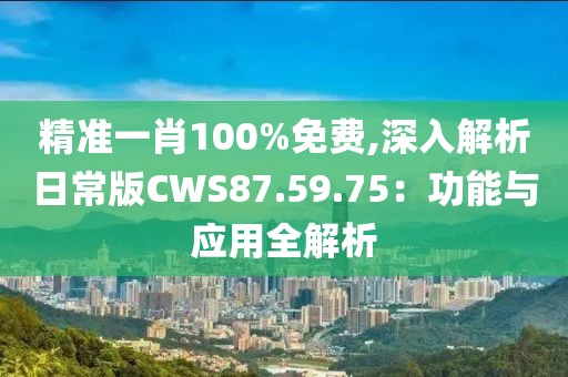 精准一肖100%免费,深入解析日常版CWS87.59.75：功能与应用全解析