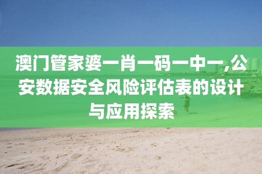 澳门管家婆一肖一码一中一,公安数据安全风险评估表的设计与应用探索