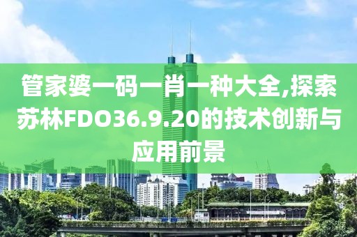 管家婆一码一肖一种大全,探索苏林FDO36.9.20的技术创新与应用前景