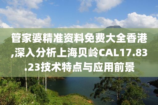 管家婆精准资料免费大全香港,深入分析上海贝岭CAL17.83.23技术特点与应用前景