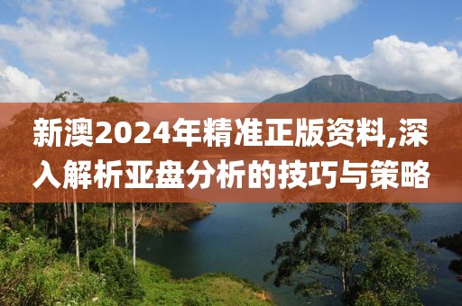 新澳2024年精准正版资料,深入解析亚盘分析的技巧与策略