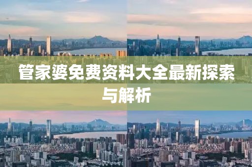 管家婆免费资料大全最新探索与解析
