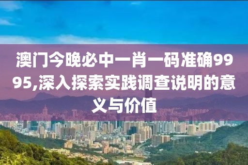 澳门今晚必中一肖一码准确9995,深入探索实践调查说明的意义与价值