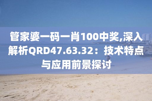 管家婆一码一肖100中奖,深入解析QRD47.63.32：技术特点与应用前景探讨