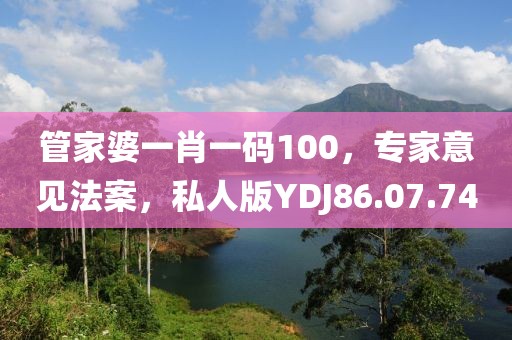 管家婆一肖一码100，专家意见法案，私人版YDJ86.07.74