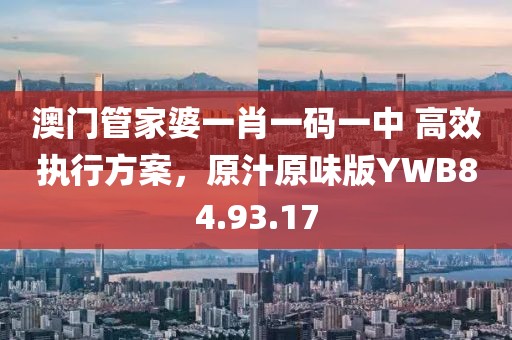 澳门管家婆一肖一码一中 高效执行方案，原汁原味版YWB84.93.17