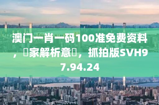 澳门一肖一码100准免费资料，專家解析意見，抓拍版SVH97.94.24