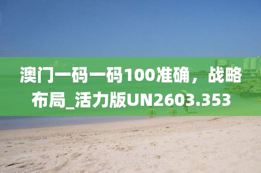 澳门一码一码100准确，战略布局_活力版UN2603.353