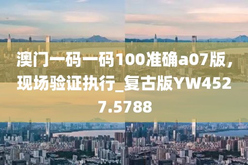 澳门一码一码100准确a07版，现场验证执行_复古版YW4527.5788