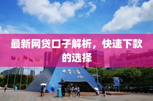 最新网贷口子解析，快速下款的选择