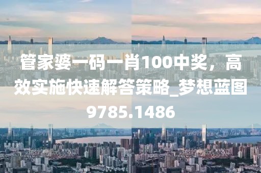 管家婆一码一肖100中奖，高效实施快速解答策略_梦想蓝图9785.1486