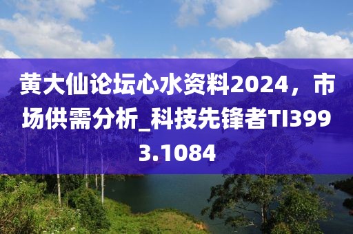 黄大仙论坛心水资料2024，市场供需分析_科技先锋者TI3993.1084