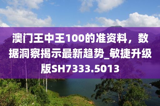 澳门王中王100的准资料，数据洞察揭示最新趋势_敏捷升级版SH7333.5013