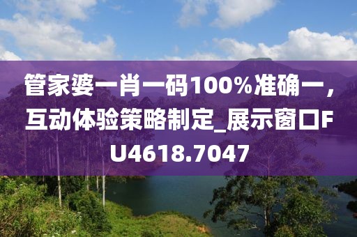 管家婆一肖一码100%准确一，互动体验策略制定_展示窗口FU4618.7047