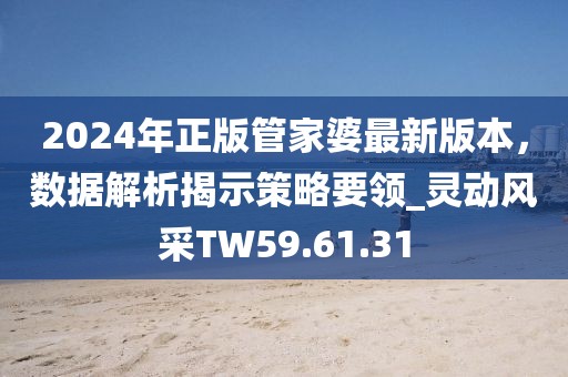 2024年正版管家婆最新版本，数据解析揭示策略要领_灵动风采TW59.61.31