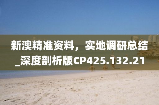 新澳精准资料，实地调研总结_深度剖析版CP425.132.21