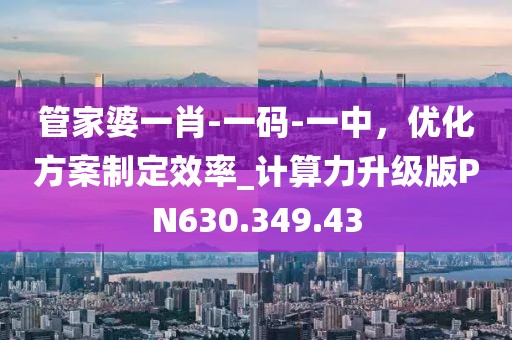 管家婆一肖-一码-一中，优化方案制定效率_计算力升级版PN630.349.43