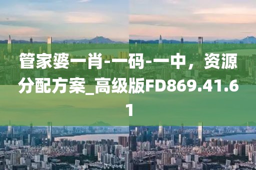 管家婆一肖-一码-一中，资源分配方案_高级版FD869.41.61