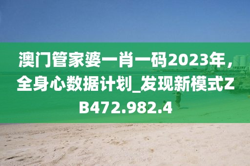 澳门管家婆一肖一码2023年，全身心数据计划_发现新模式ZB472.982.4