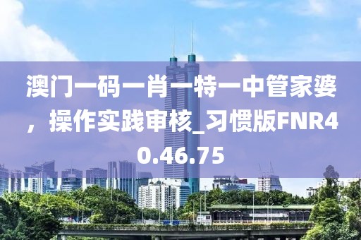 澳门一码一肖一特一中管家婆，操作实践审核_习惯版FNR40.46.75