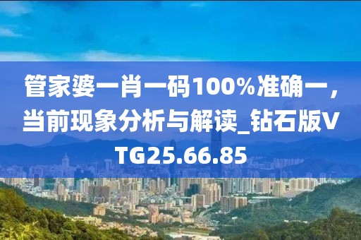 管家婆一肖一码100%准确一，当前现象分析与解读_钻石版VTG25.66.85
