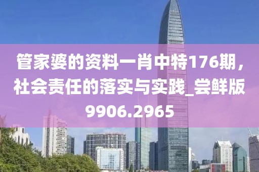 管家婆的资料一肖中特176期，社会责任的落实与实践_尝鲜版9906.2965