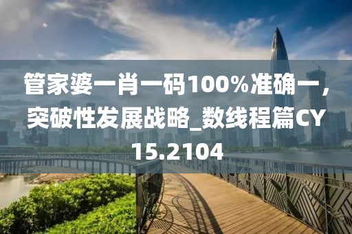 管家婆一肖一码100%准确一，突破性发展战略_数线程篇CY15.2104