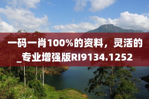 一码一肖100%的资料，灵活的_专业增强版RI9134.1252
