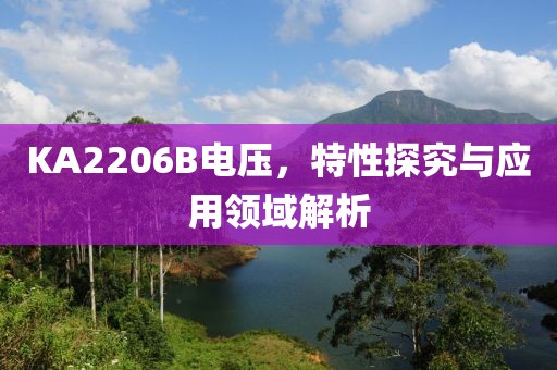 KA2206B电压，特性探究与应用领域解析