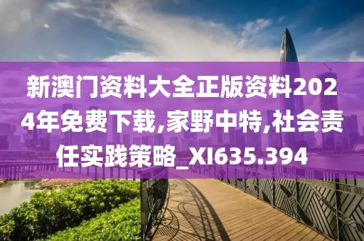 新澳门资料大全正版资料2024年免费下载,家野中特,社会责任实践策略_XI635.394