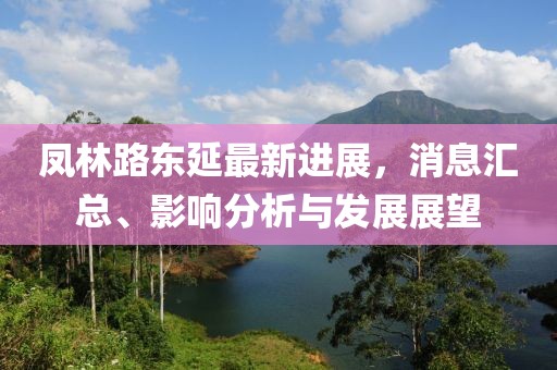 凤林路东延最新进展，消息汇总、影响分析与发展展望