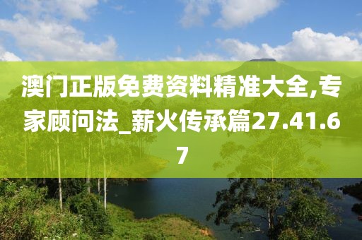 澳门正版免费资料精准大全,专家顾问法_薪火传承篇27.41.67