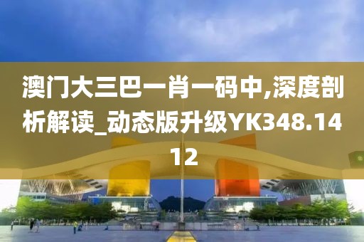 澳门大三巴一肖一码中,深度剖析解读_动态版升级YK348.1412