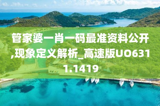 管家婆一肖一码最准资料公开,现象定义解析_高速版UO6311.1419
