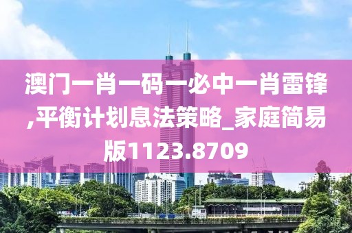 澳门一肖一码一必中一肖雷锋,平衡计划息法策略_家庭简易版1123.8709