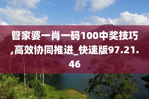 管家婆一肖一码100中奖技巧,高效协同推进_快速版97.21.46