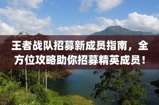 王者战队招募新成员指南，全方位攻略助你招募精英成员！