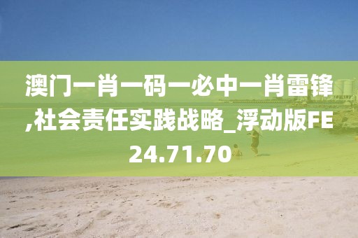 澳门一肖一码一必中一肖雷锋,社会责任实践战略_浮动版FE24.71.70