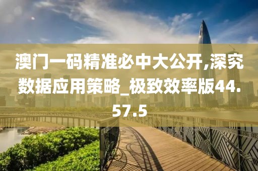 澳门一码精准必中大公开,深究数据应用策略_极致效率版44.57.5