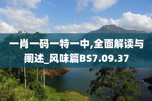 一肖一码一特一中,全面解读与阐述_风味篇BS7.09.37