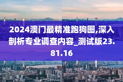 2024澳门最精准跑狗图,深入剖析专业调查内容_测试版23.81.16