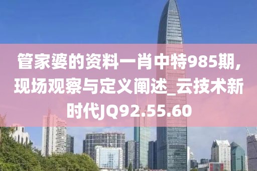 管家婆的资料一肖中特985期,现场观察与定义阐述_云技术新时代JQ92.55.60