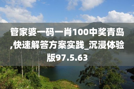 管家婆一码一肖100中奖青岛,快速解答方案实践_沉浸体验版97.5.63
