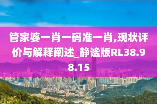 管家婆一肖一码准一肖,现状评价与解释阐述_静谧版RL38.98.15