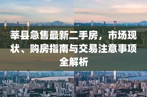 莘县急售最新二手房，市场现状、购房指南与交易注意事项全解析