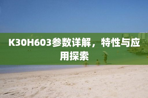 K30H603参数详解，特性与应用探索