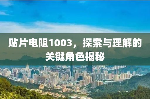 贴片电阻1003，探索与理解的关键角色揭秘